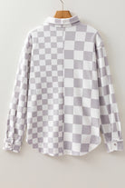 Khaki Checkerboard Flap Pocket Button Front Shacket Jackets 97ebb27de0ce9a63