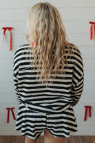 Black Stripe Contrast Edge Pullover and Shorts Plus Size Set Plus Size Matching Sets 98053bc8dd6ff373