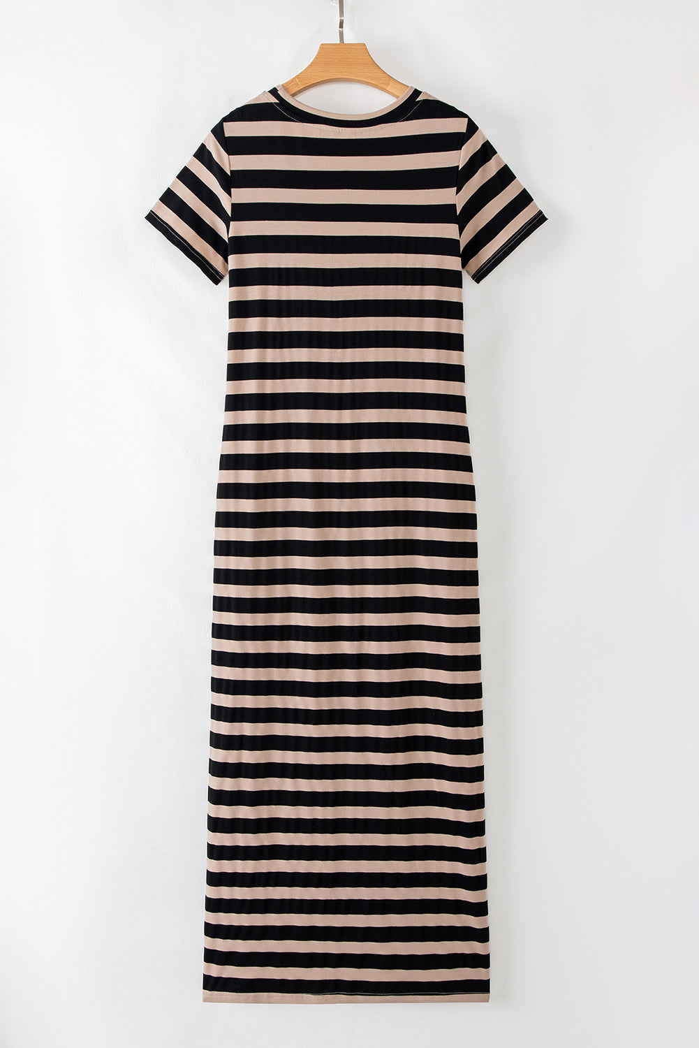 Black Striped Side Pockets T-shirt Maxi Dress Maxi Dresses 9824e87684d83609