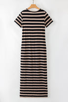 Black Striped Side Pockets T-shirt Maxi Dress Maxi Dresses 9824e87684d83609