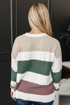 Green Mixed Texture Knit Striped Color Block Loose Sweater Sweaters 9849ae12f44d88c7