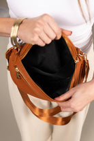 Parchment PU Leather Double Zipper Crossbody Bag Crossbody Bags 985db5e9738da50c