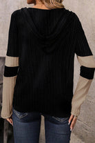 Parchment Textured Patchwork Long Sleeve Hooded Top Long Sleeve Tops 98e44a6ac4be8c6c