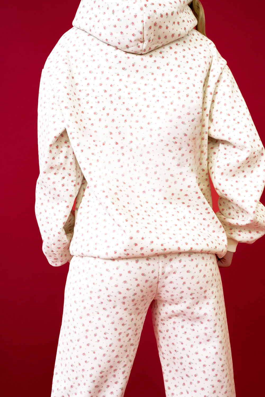 Pink Floral Kangaroo Pocket Hoodie Pants Set Two Piece Pants Sets 98f940faa5df9250