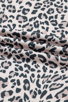 Khaki Leopard Print Contrast V Neck Varsity Stripe Detail Long Sleeve Top Long Sleeve Tops 98fb5aea92208022