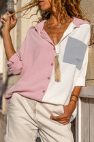 Beige Crinkle Pocket Half Sleeve Shirt Blouses 990ca0eb4dfb8f6b