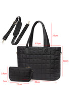 Black Quilted Patchwork Large Tote Bag and Clutch 2pcs Set Tote Bags 990f3347e2fd5be0