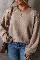 Smoke Gray Plus Size Pearl Pullover Sweater Plus Size Sweaters&Cardigans 9939ed2c51725034