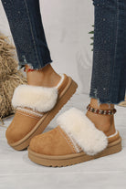 Camel Suede Fuzzy Winter Warm Platform Slippers Slides Shoes + Flip Flops 993a00283ebcc09e