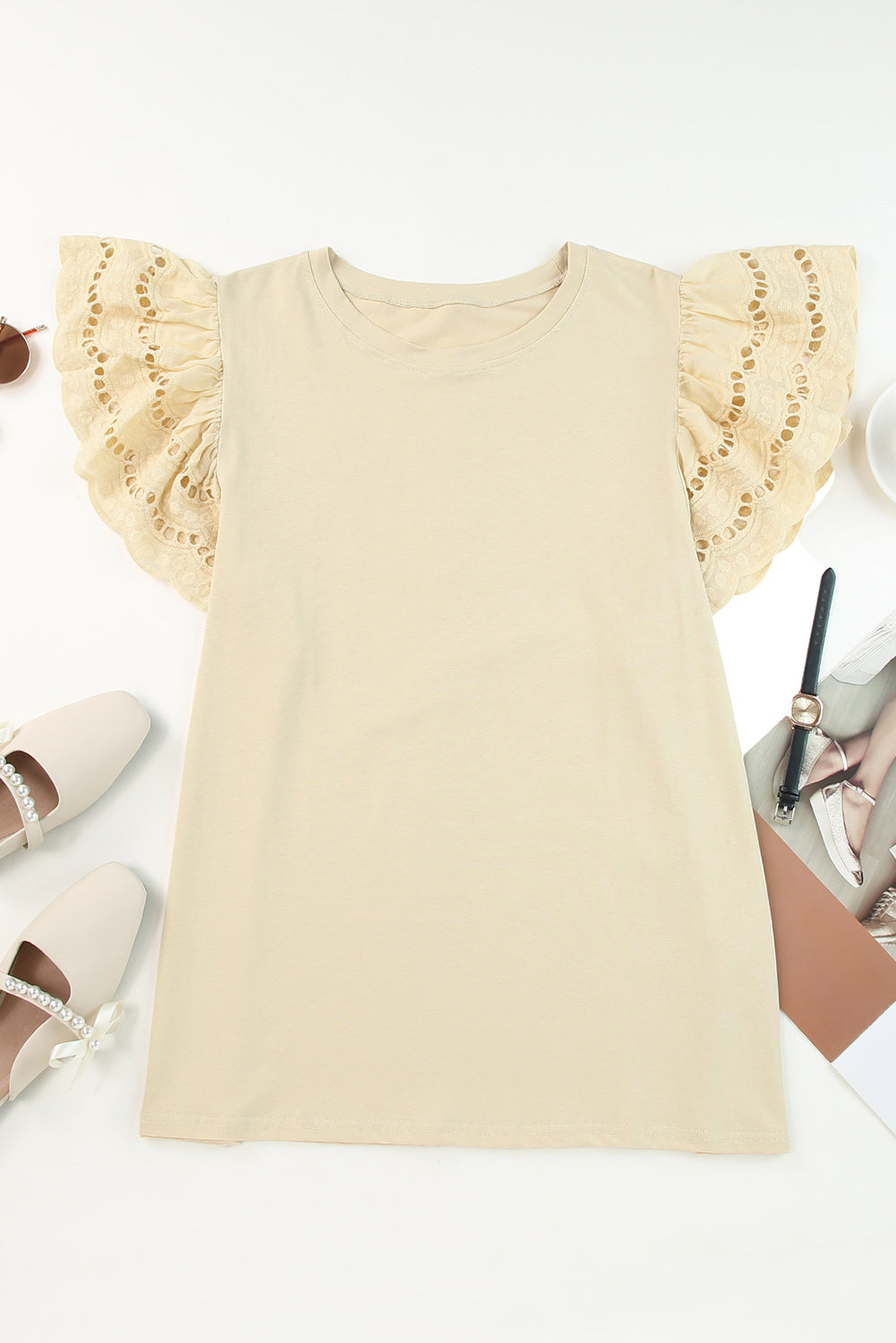 Gray Plus Size Flutter Sleeve Top Plus Size Tops 9946bcd97460c63a