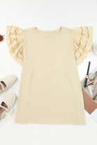 Gray Plus Size Flutter Sleeve Top Plus Size Tops 9946bcd97460c63a