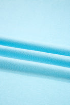 Aruba Blue Solid Color Pullover Top Plus Size Raw Hem Shorts Set Plus Size Matching Sets 99783426df5a23ed