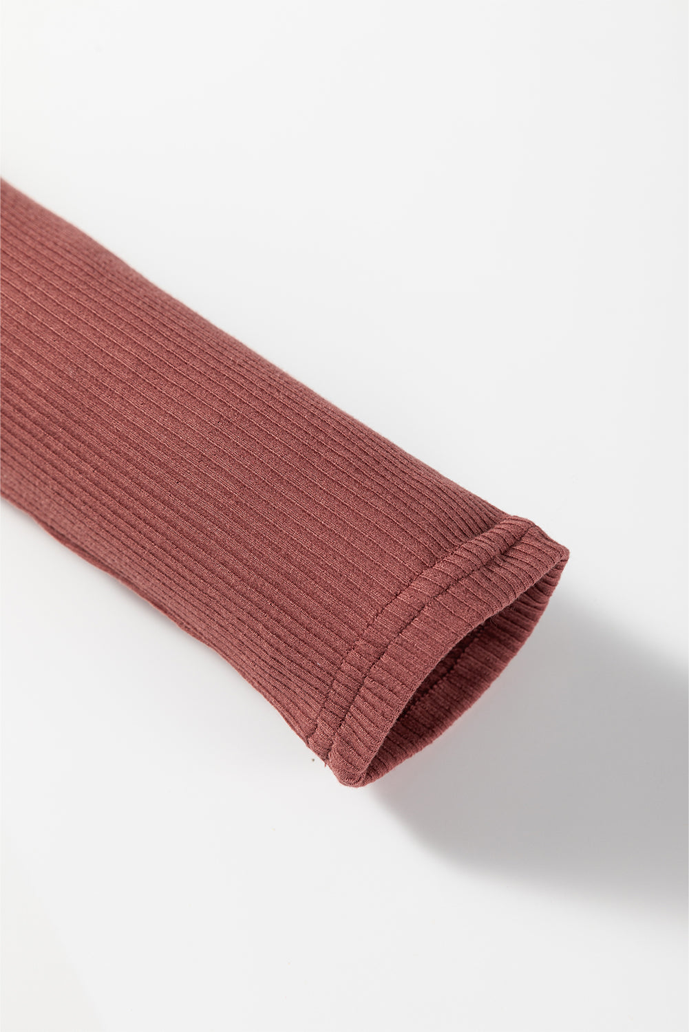 Mineral Red Ribbed Long Sleeve Crew Neck Solid Color Bodysuit Bodysuit 997f719f85fc7368