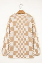 Orchid Petal Colorblock Checked Open Front Knitted Cardigan Cardigans 998911c600299b61