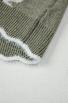 Smoke Gray Jacquard Floral Scallop V-neck Sweater Sweaters 9a8f5dbe25997de6