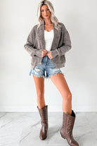 Dark Brown Mineral Wash Exposed Seam Patchwork Knit Cardigan Cardigans 9a9e1298d3378978