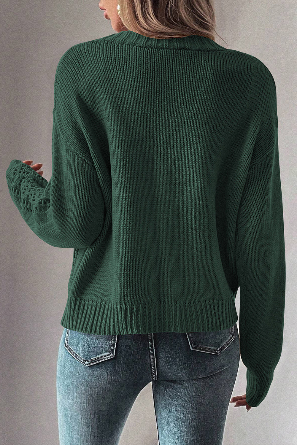 Real Teal Hollow Knit Drop Shoulder Cardigan Cardigans 9b77cb14285f7ca2