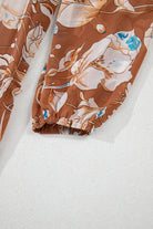 Brown Floral Print Shirred Square Neck High Waist Maxi Dress Maxi Dresses 9baf7de52c31ba45