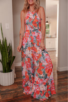 Multicolour Floral Print Halter Neck Wide Leg Jumpsuit Jumpsuits 9bf7f046a997e401