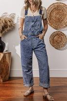 Sail Blue Straight Leg Pockets Denim Bib Overall Jumpsuits 9c43296d459043be