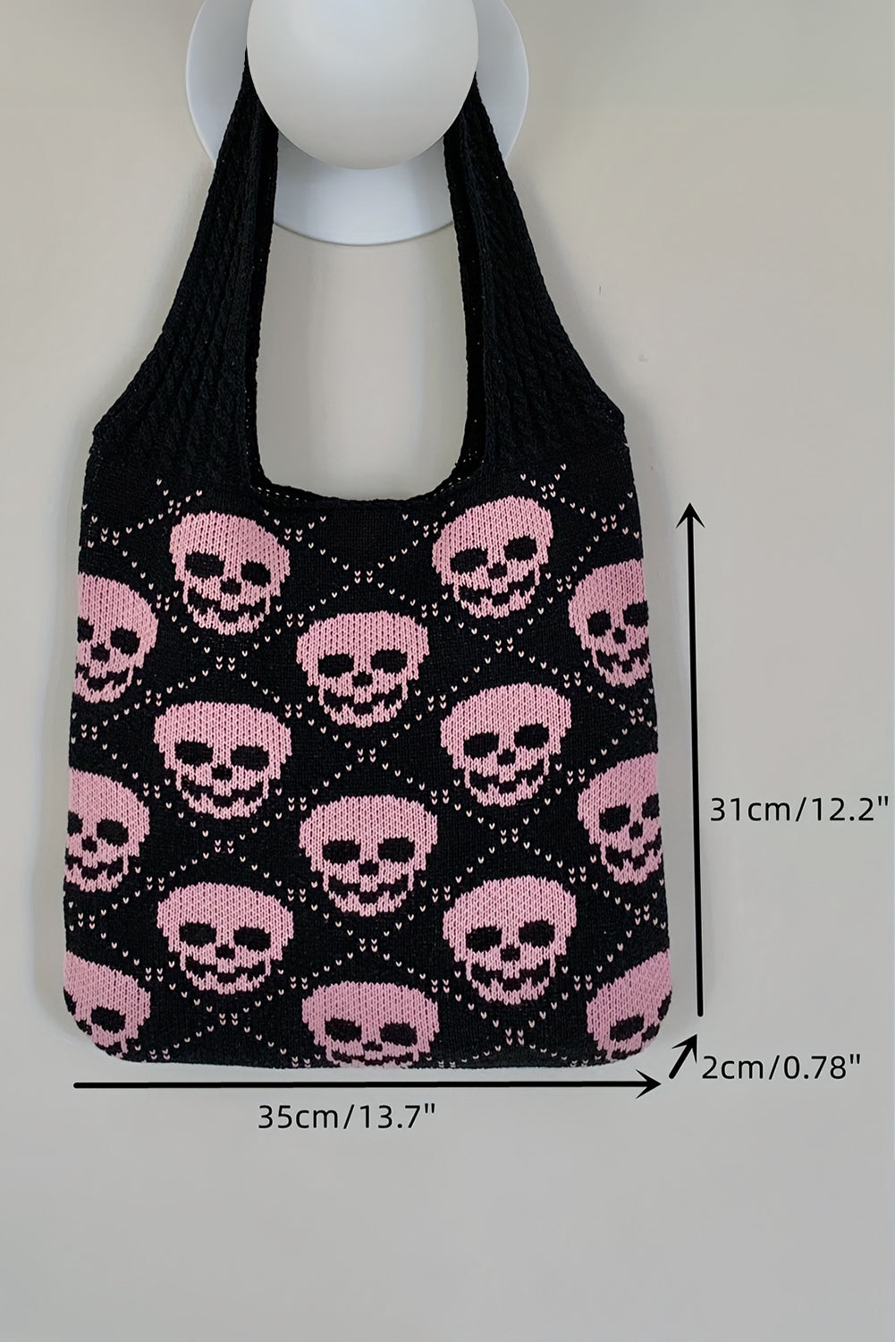 Black Plaid Skull Knit Tote Bag Tote Bags 9c57367101a10d29