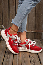 Fiery Red Rhinestone PU Leather Platform Casual Sneakers Sneakers 9c67bce3232358a6