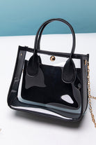 Black PVC PU Leather Chain Strap Clear Shoulder Bag Shoulder Bag 9cd839dd1d0a75a5