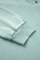 Mist Blue Mineral Wash Exposed Seam Buttoned V Neck Pullover Top Long Sleeve Tops 9cd9592f3a9d9ea6