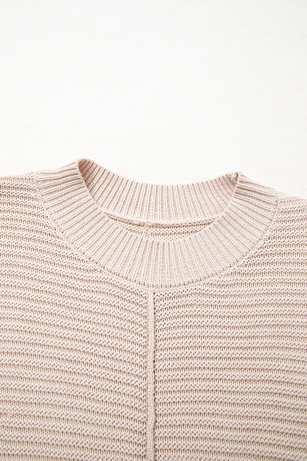 Parchment Mixed Texture Patchwork Knitted Lantern Sleeve Sweater Sweaters 9d11ec6367a7fb1d