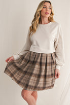 Black Plaid Patchwork High Waist Sweatshirt Mini Dress Short Dresses 9d758c9f72d29758