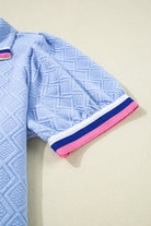 Beau Blue Striped Pop of Color Collared Checkered Textured Plus Size Dress Plus Size Dresses 9da3abbb9a596ccd