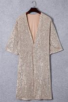 Apricot Sequin 3/4 Sleeve Open Front Duster Cardigan Cardigans 9eb019bfaa0ad404