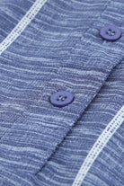 Blue Striped Print V Neck Half Buttons Loose Blouse Blouses & Shirts 9ed2ac0012c280dd