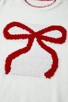 White Sweet Bow Long Sleeve Knit Sweater Sweaters 9fefcf1a2b8eaade