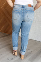 BeautybyShree Aiden High Rise Patch Pocket Distressed Boyfriend Jeans