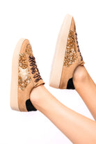 BeautybyShree Another Round Sneakers in Gold Sequins