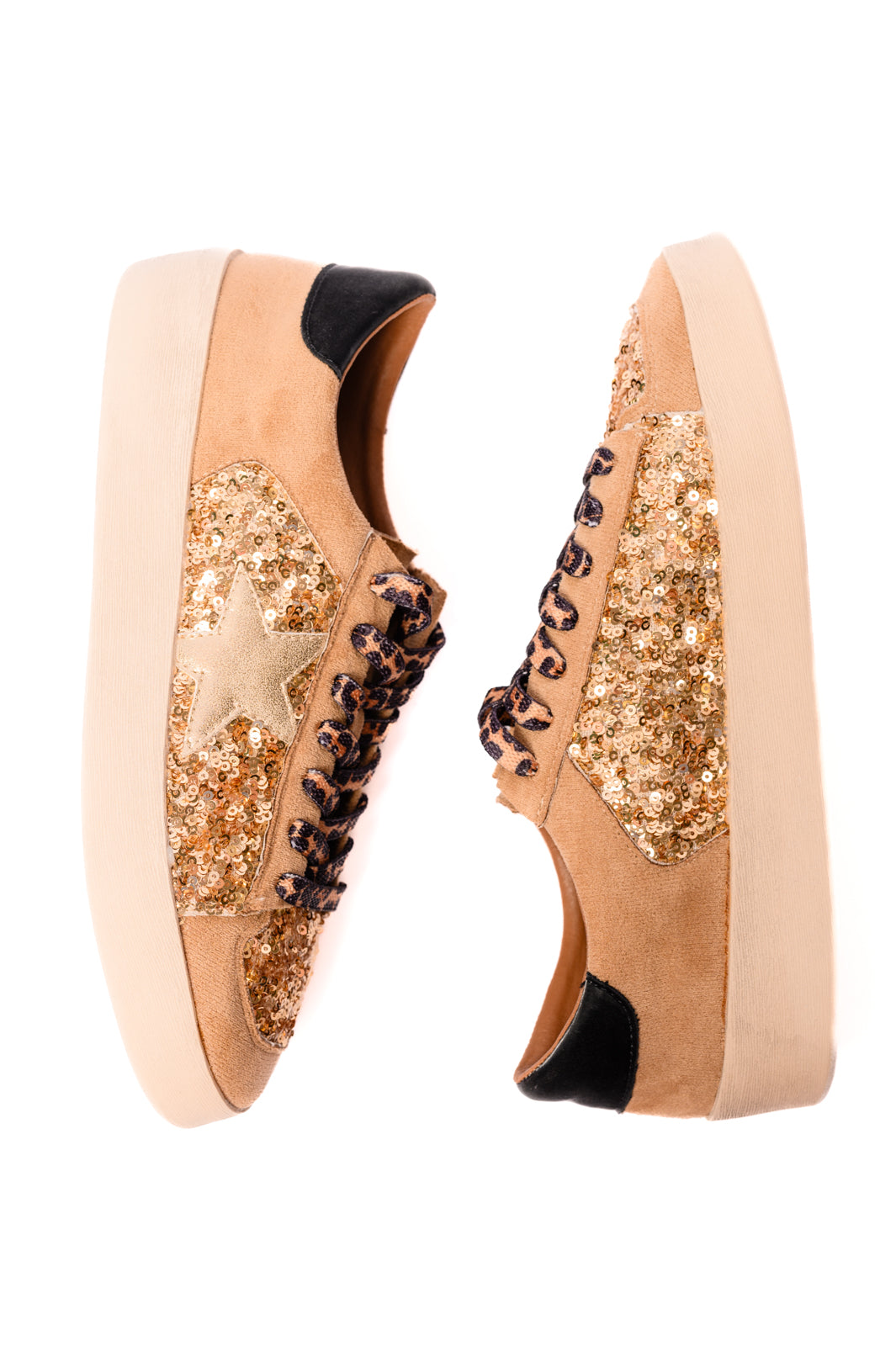 BeautybyShree Another Round Sneakers in Gold Sequins