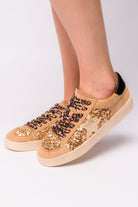 BeautybyShree Another Round Sneakers in Gold Sequins