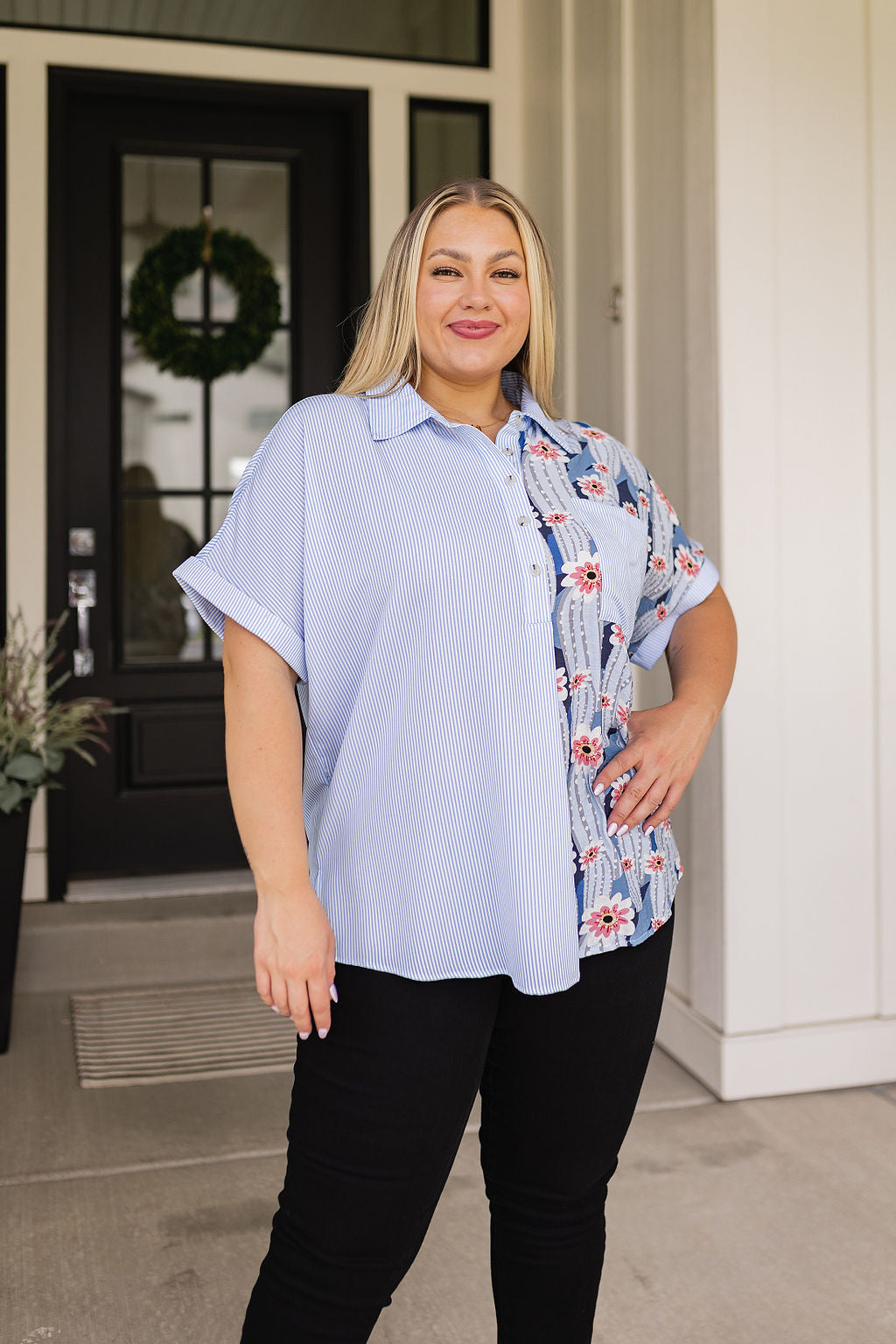 BeautybyShree Best Of Both Worlds Button Down Top