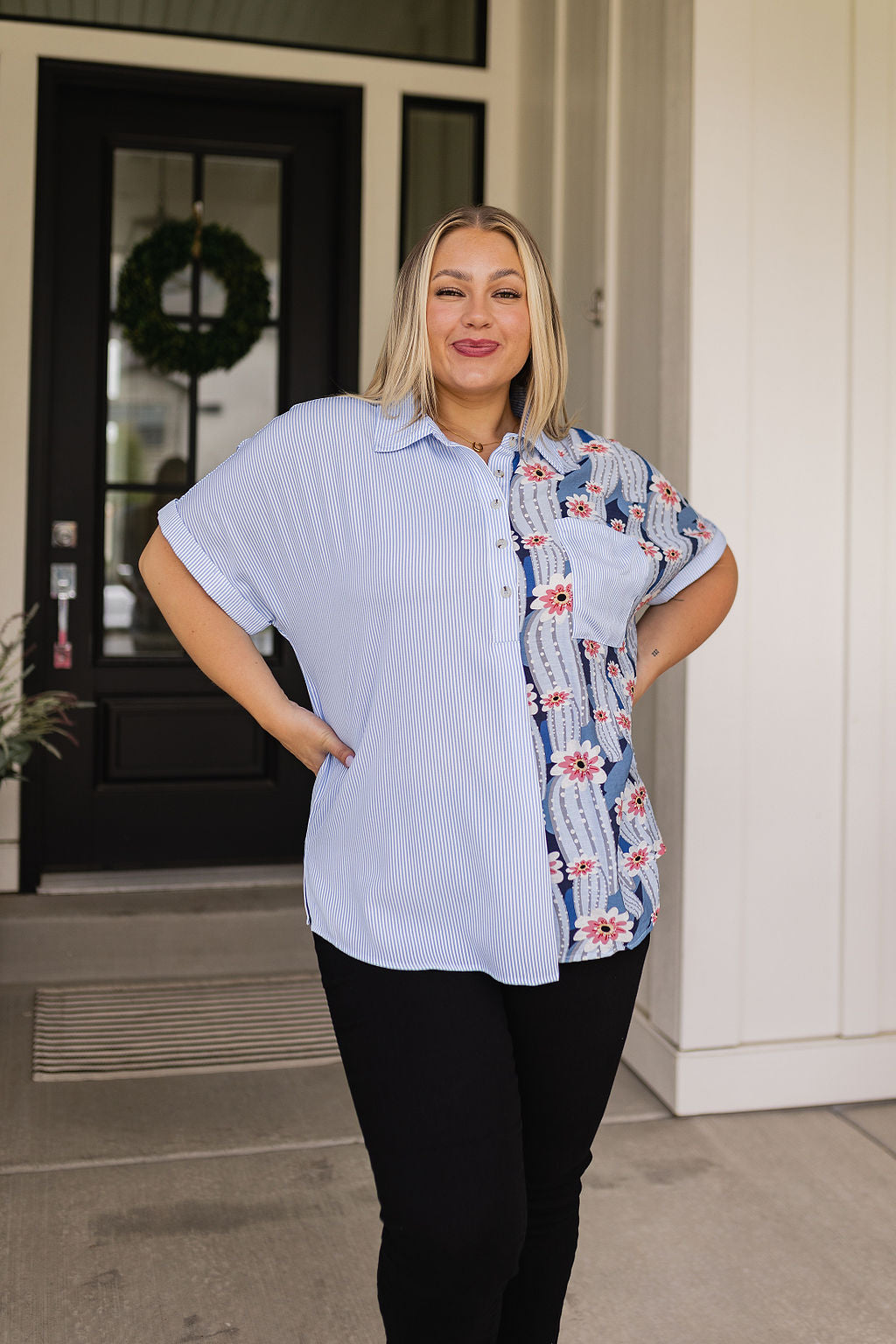 BeautybyShree Best Of Both Worlds Button Down Top