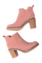 BeautybyShree Bite Me Bootie in Blush Faux Suede