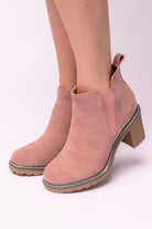 BeautybyShree Bite Me Bootie in Blush Faux Suede