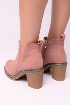 BeautybyShree Bite Me Bootie in Blush Faux Suede