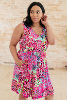 BeautybyShree Bless Your Heart V-Neck Dress in Neon Fuchsia