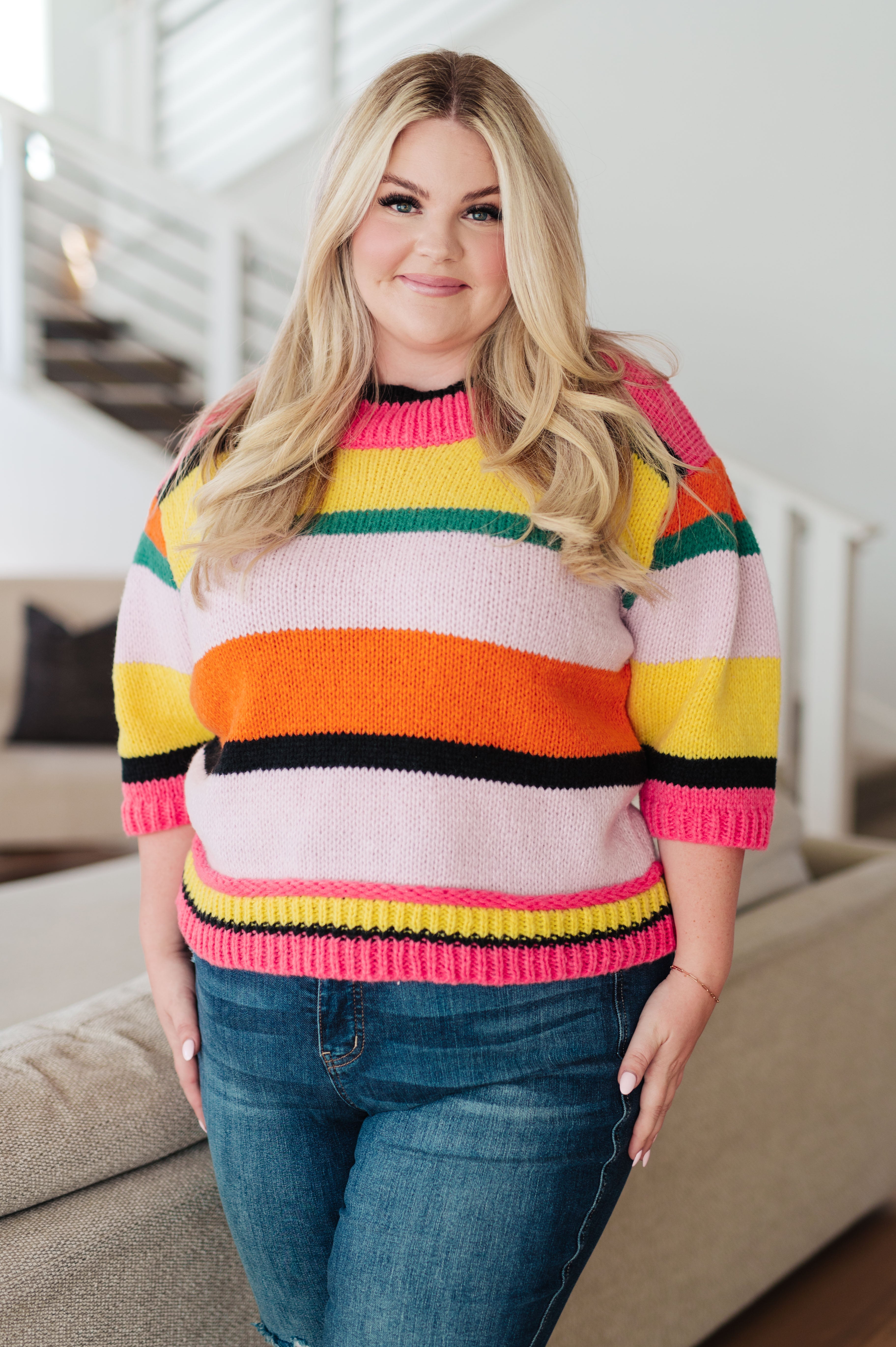 BeautybyShree Bright Side Striped Sweater