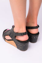 BeautybyShree Carley Wedge Sandals in Black Metallic