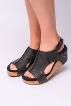 BeautybyShree Carley Wedge Sandals in Black Metallic