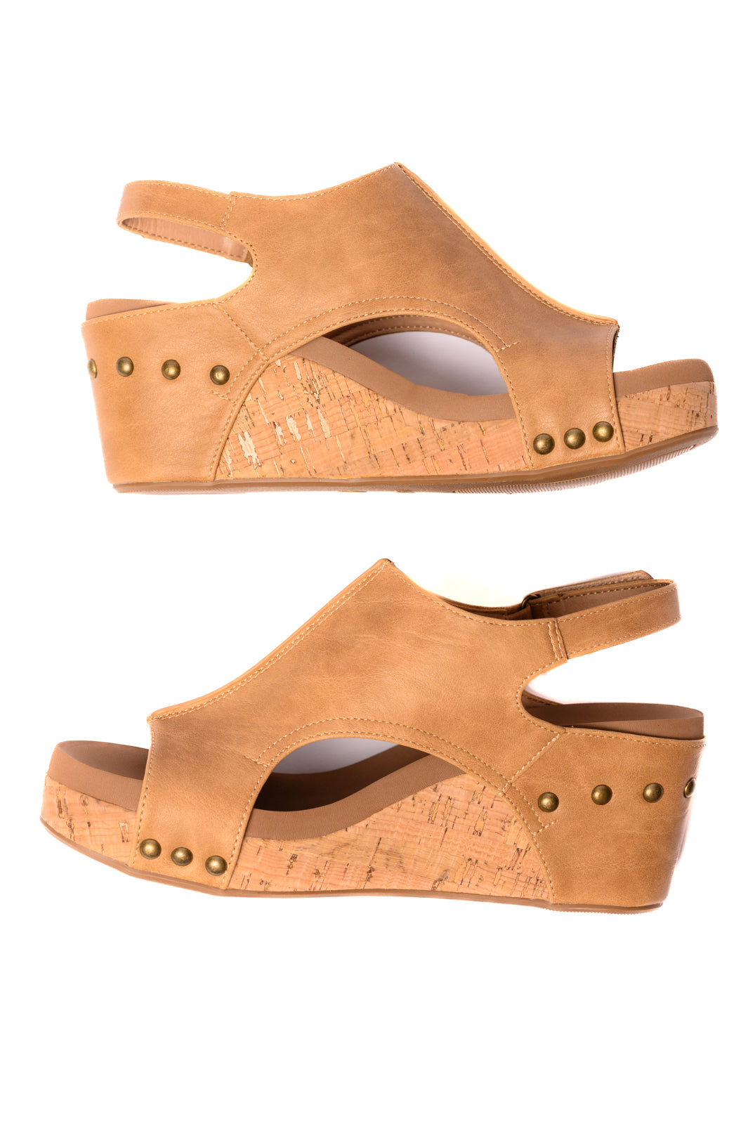 BeautybyShree Carley Wedge Sandals in Caramel Smooth