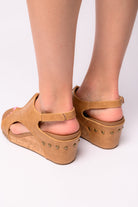 BeautybyShree Carley Wedge Sandals in Caramel Smooth