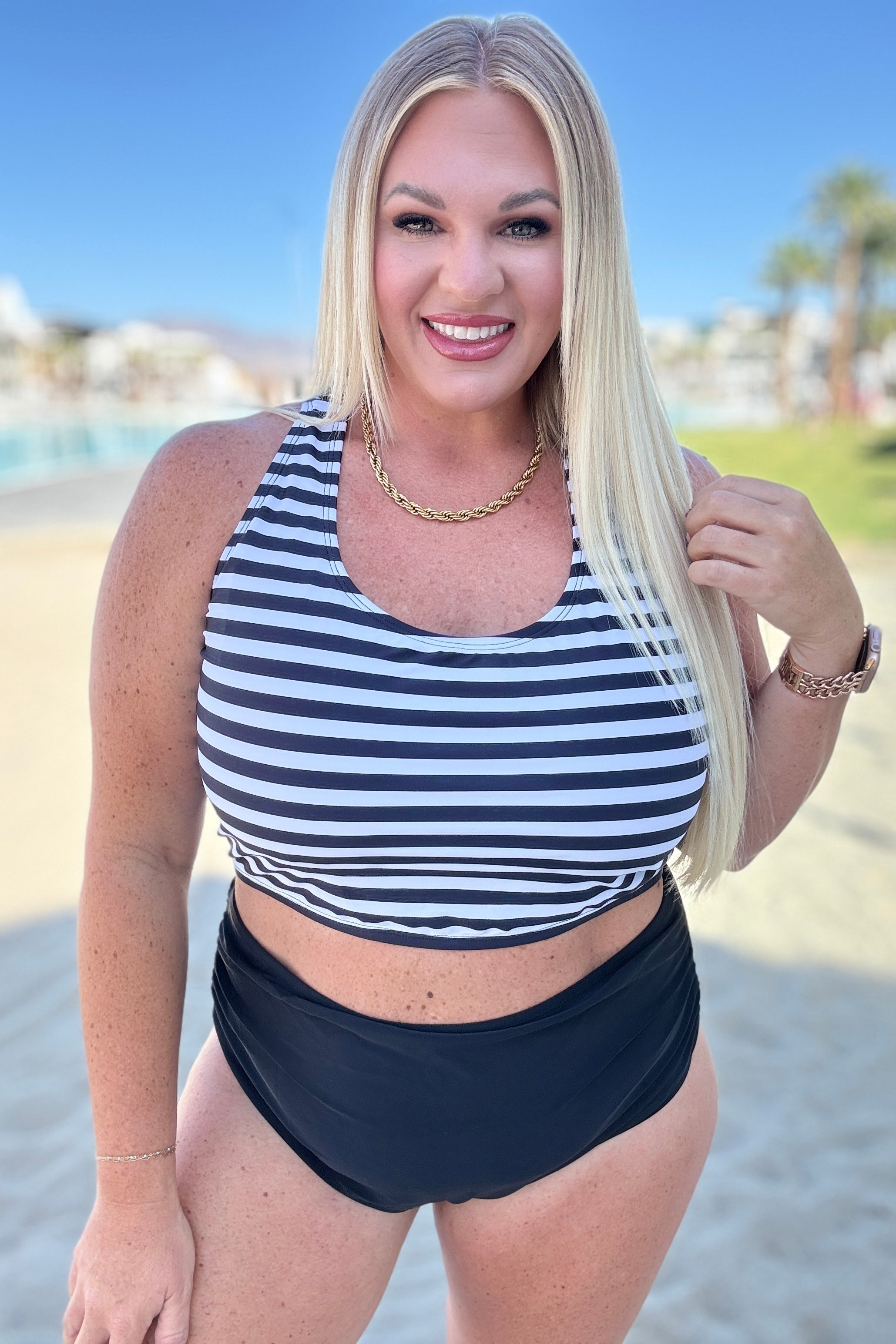 BeautybyShree Cayman Islands Striped Swim Top